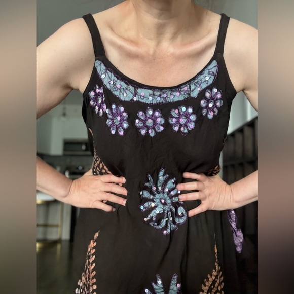 Black and Purple Embellished Mini Dress - Picture 9 of 10